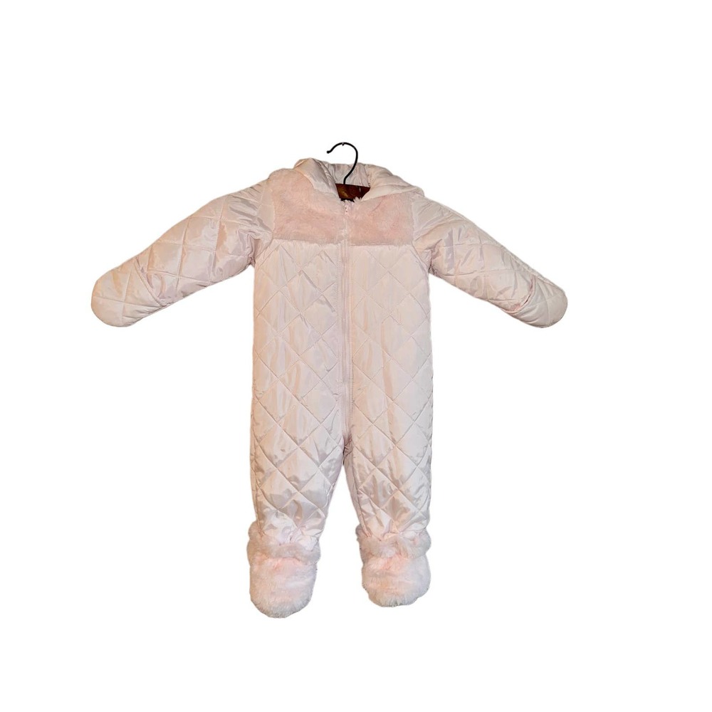 First Impressions Baby Infant Snow Suit Plush Ears Trim Quilted Pink Size 12M